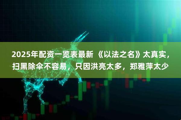2025年配资一览表最新 《以法之名》太真实，扫黑除伞不容易，只因洪亮太多，郑雅萍太少